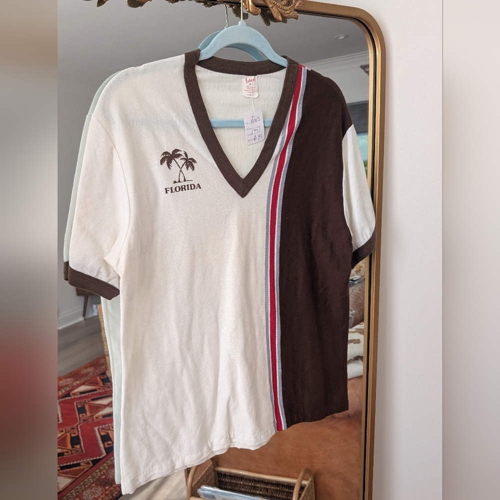 Vintage 70s Florida Tee Cream Brown Unisex